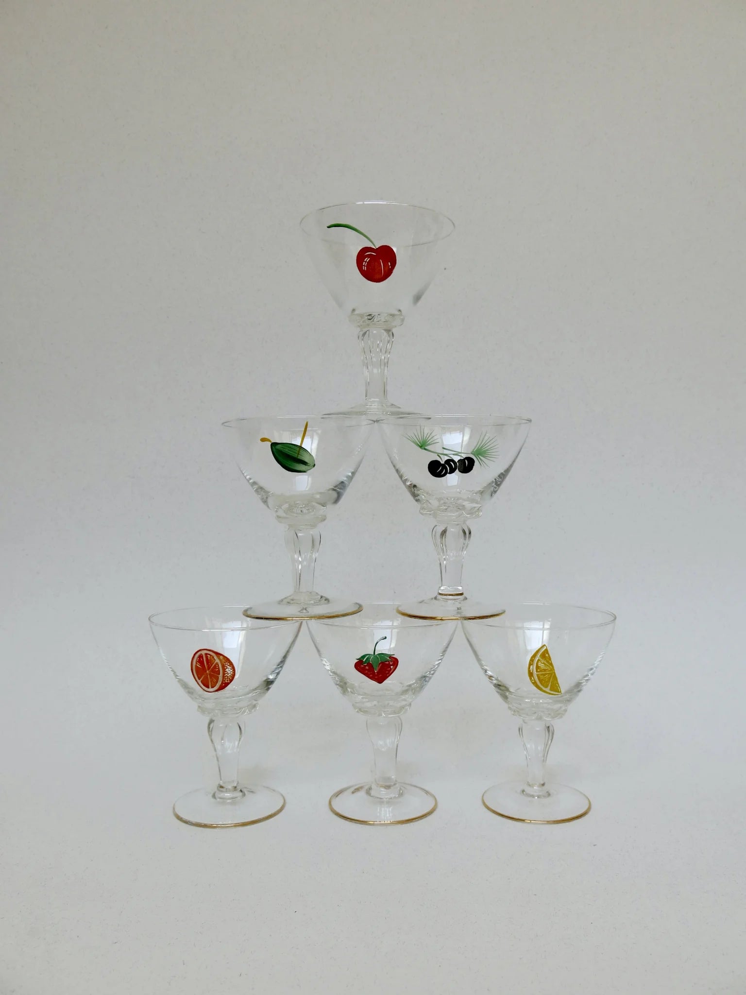 Set bicchieri da liquore Tutti Frutti – vista dall'alto bicchieri a piramide