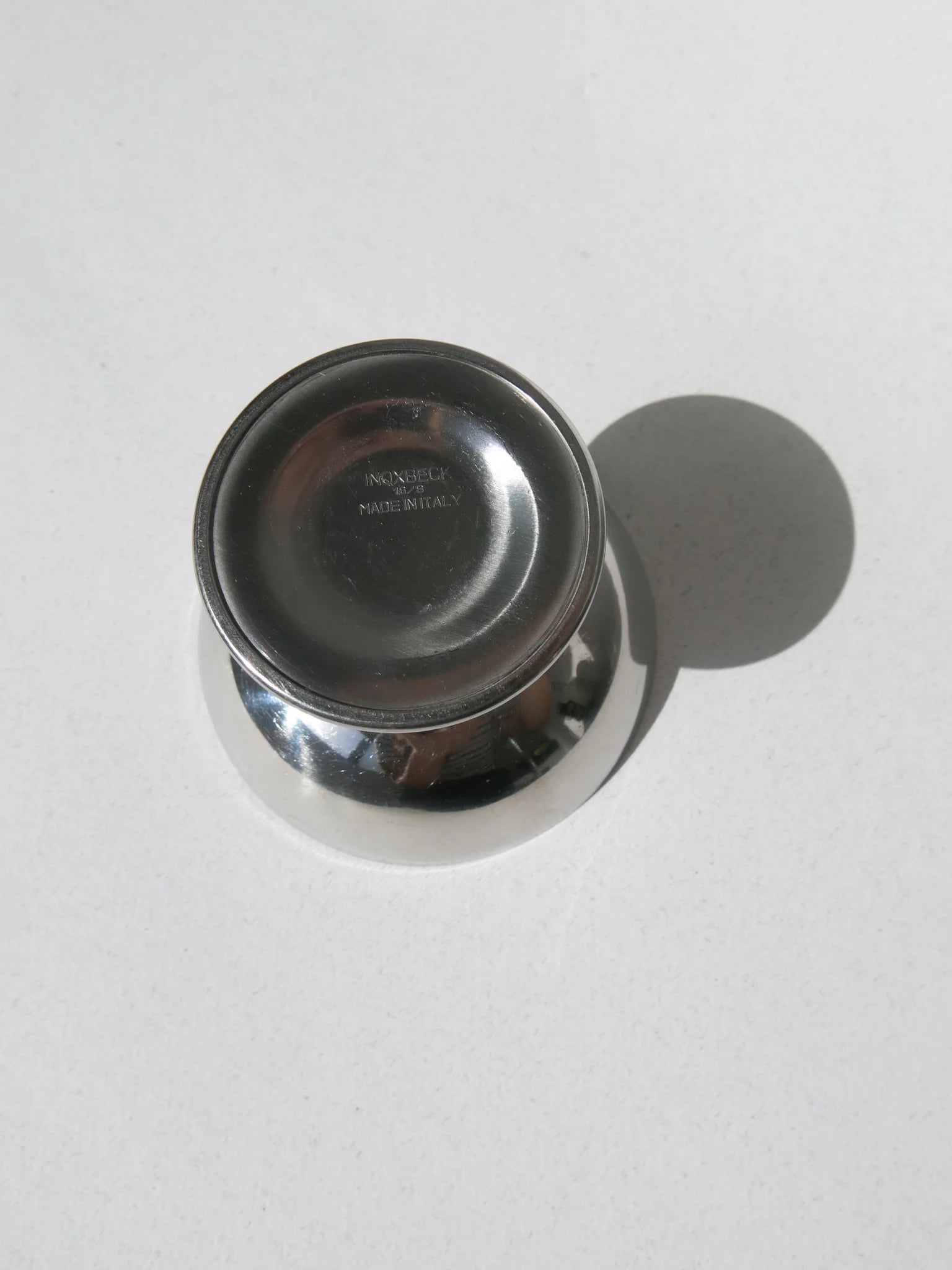 Coppe da gelato vintage in acciaio inox – dettaglio marchio impresso sul fondo