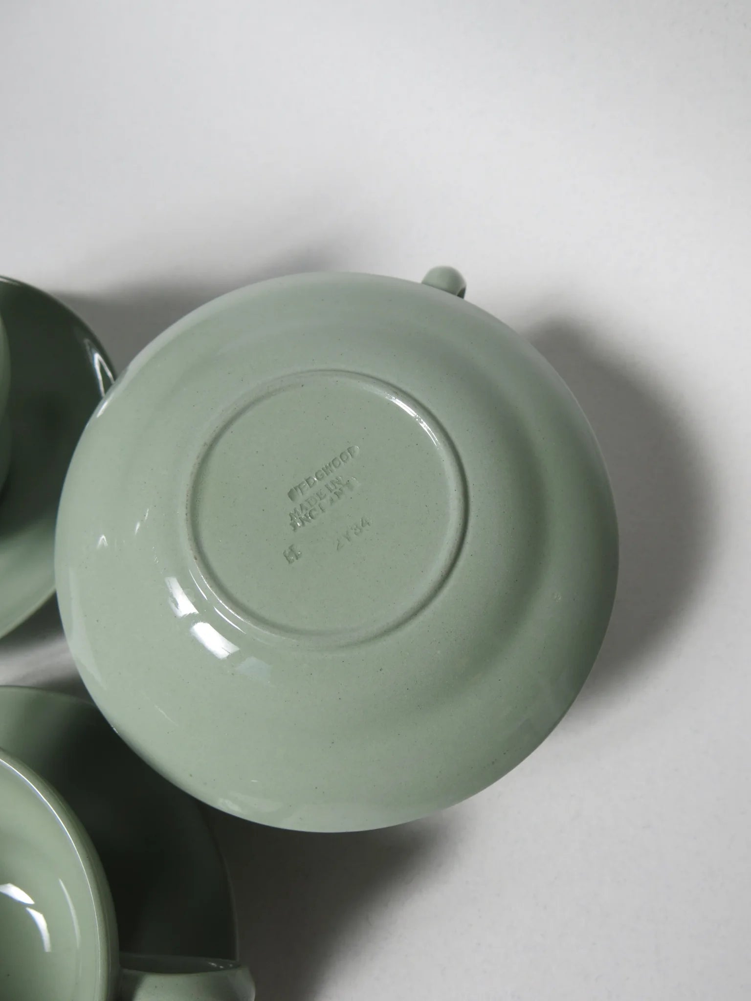 Tazza da tè Wedgwood Celadon – fondo con timbro impresso Wedgwood Made in England
